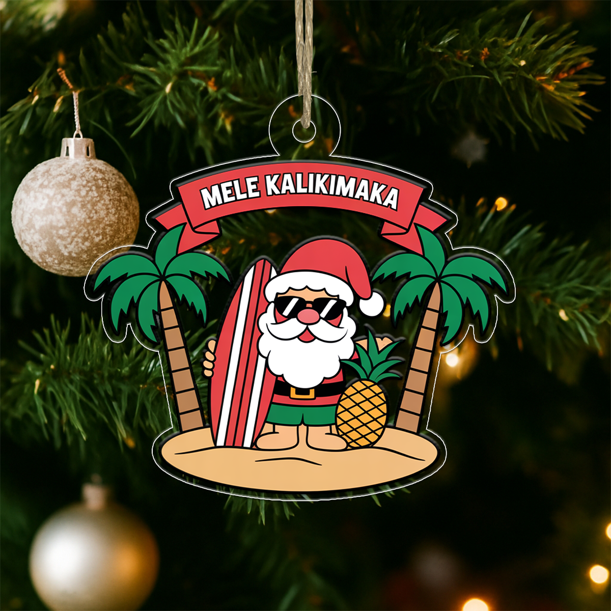 Hawaii Acrylic Ornament Santa Tropical 2