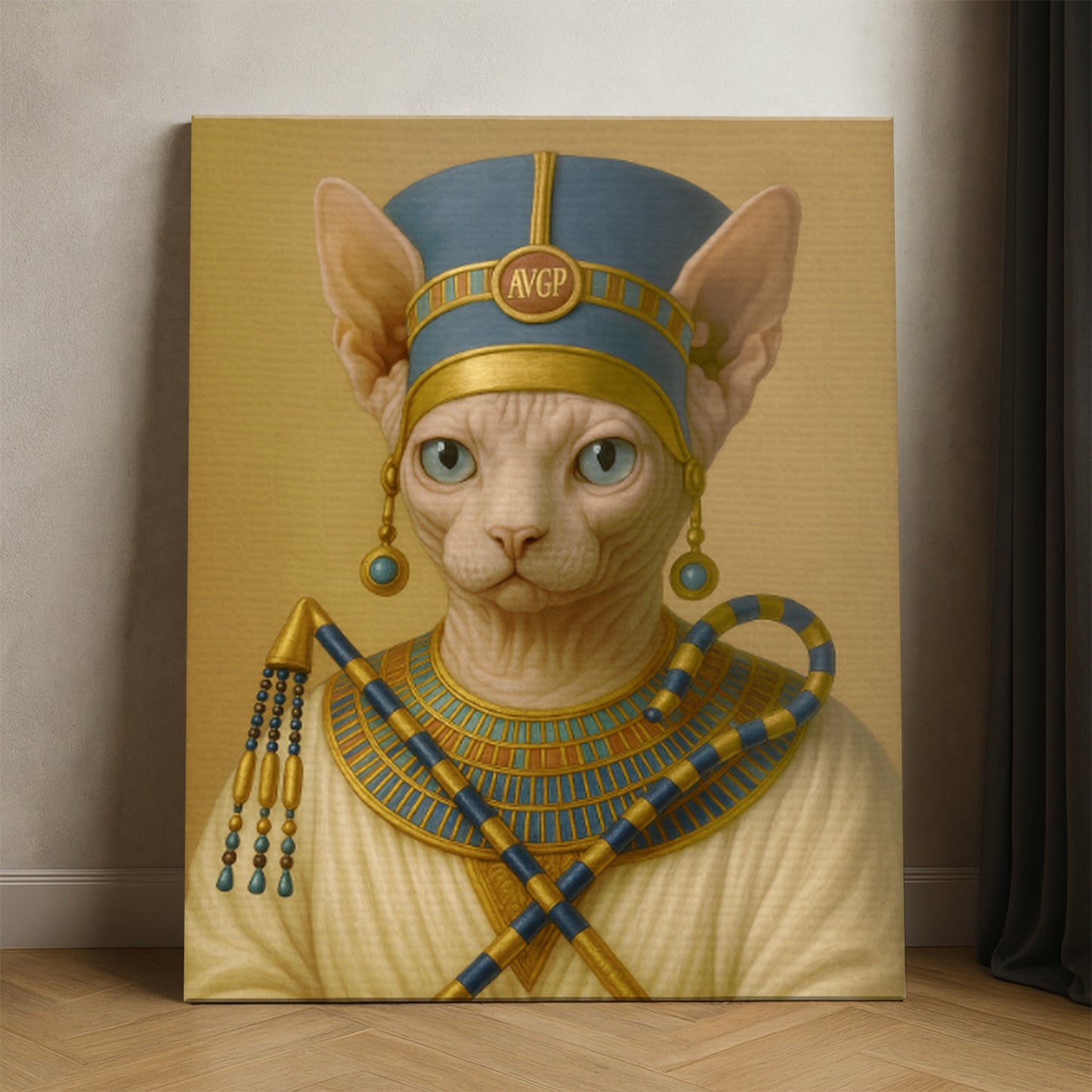Custom Photo Egyptian Queen Cat Canvas Gift For Cat Lover