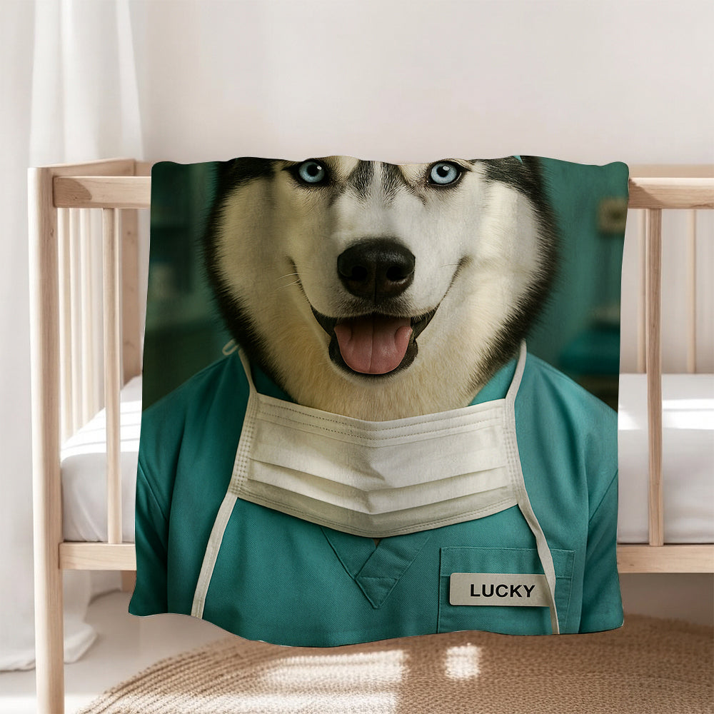 Custom Photo Surgeon Dog BlanketGift For Dog Lovers