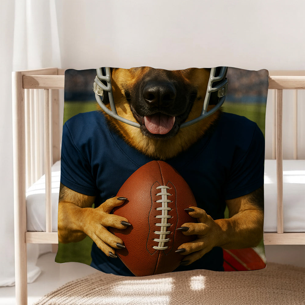 Custom Photo Footaball Dog BlanketGift For Dog Lovers