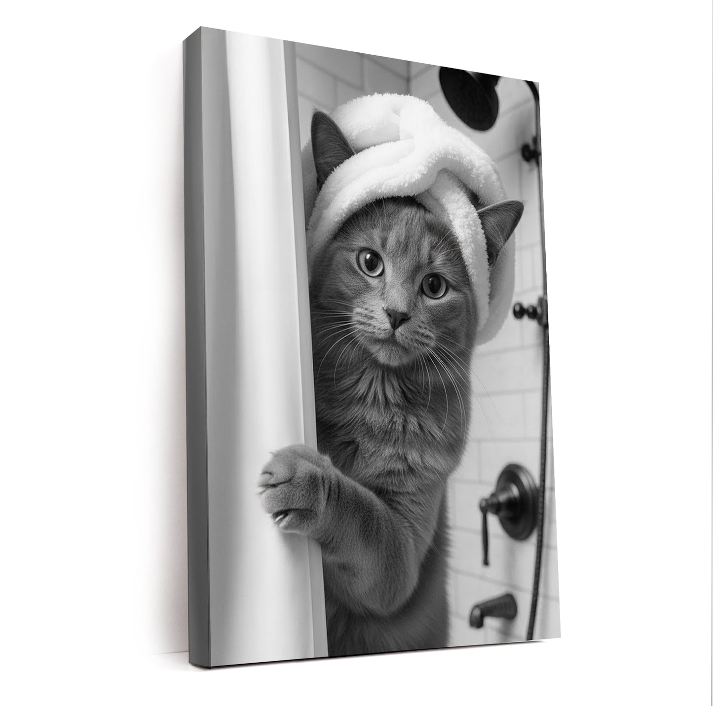 Custom Photo Cat Bathroom Canvas Gift For Cat Lovers