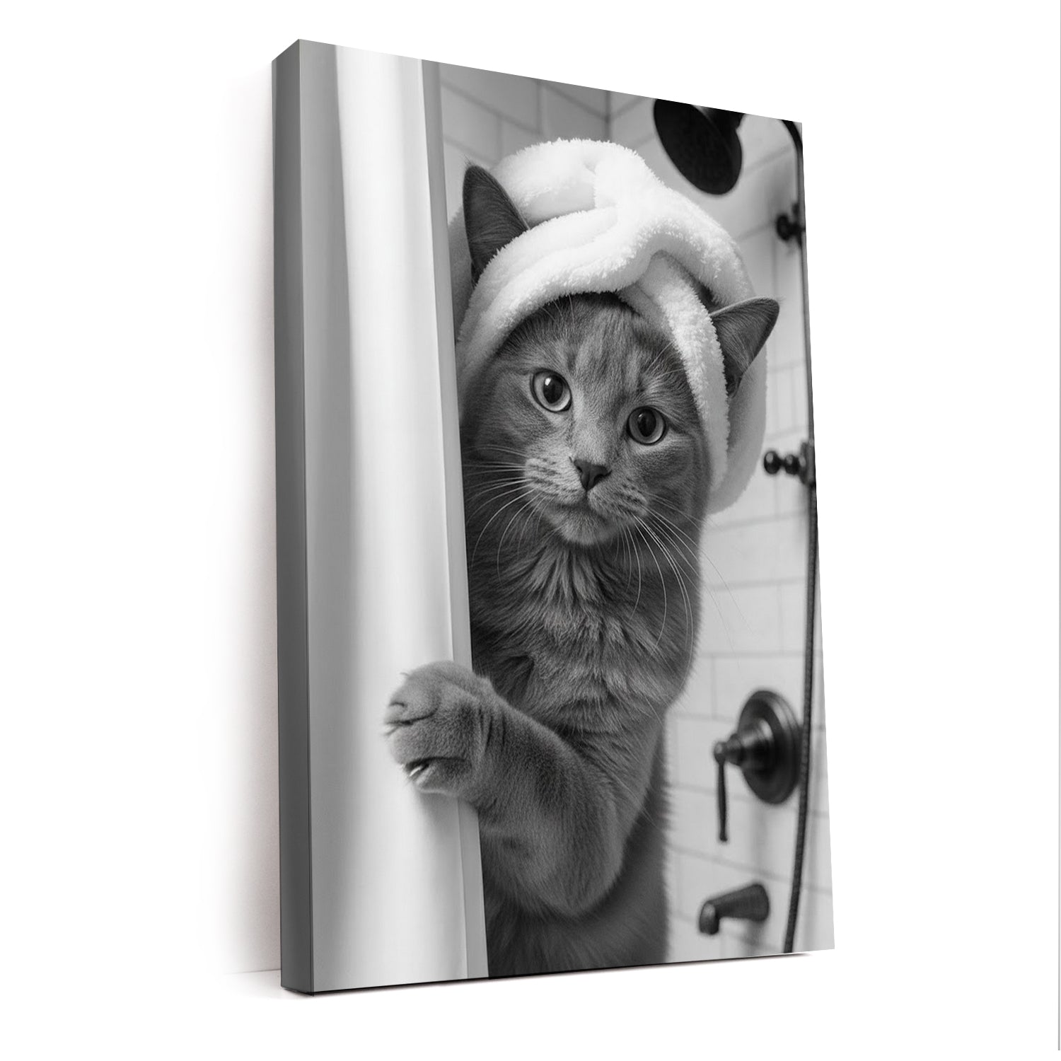 Custom Photo Cat Bathroom Canvas Gift For Cat Lovers