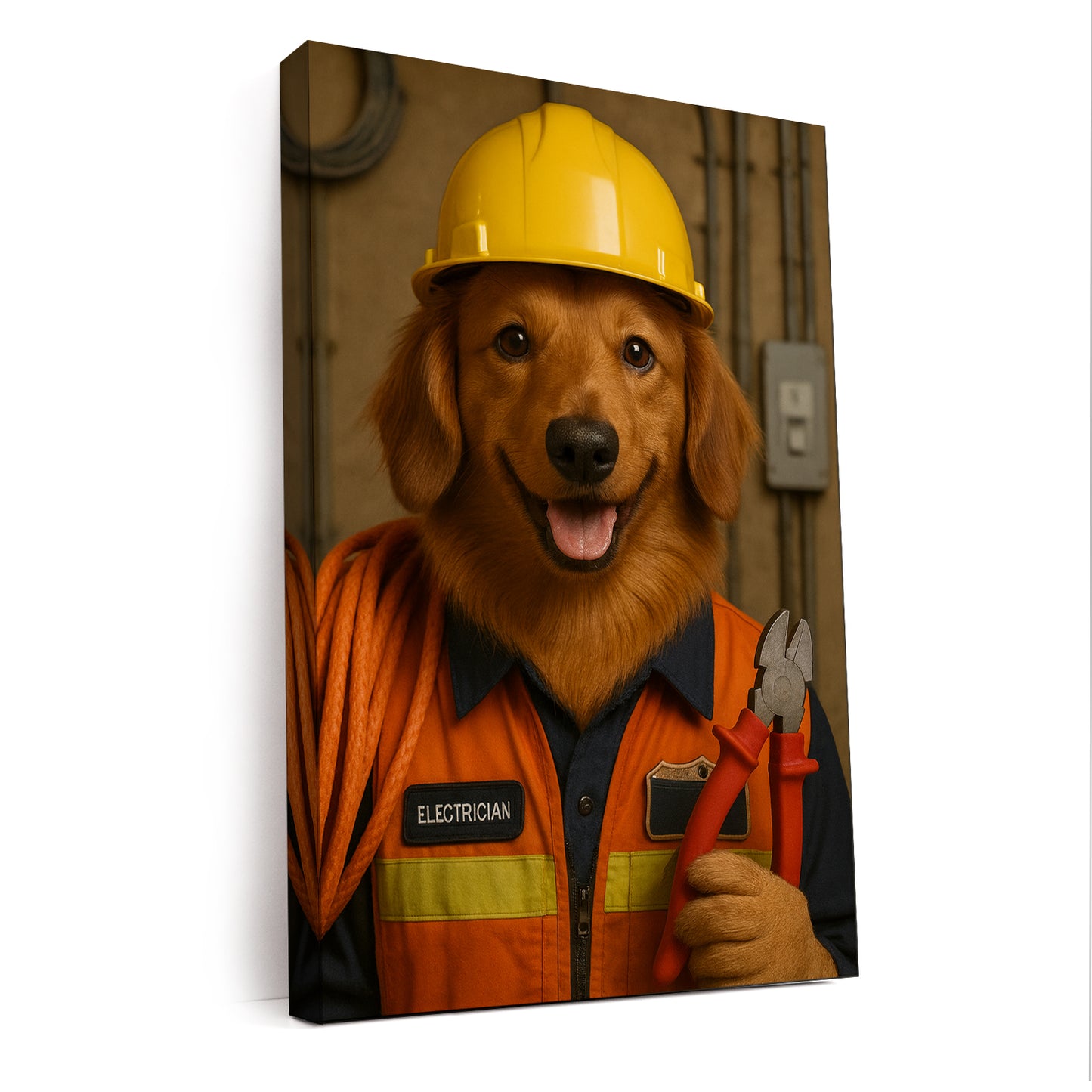 Custom Photo Electrician Dog Canvas Gift For Dog Lovers