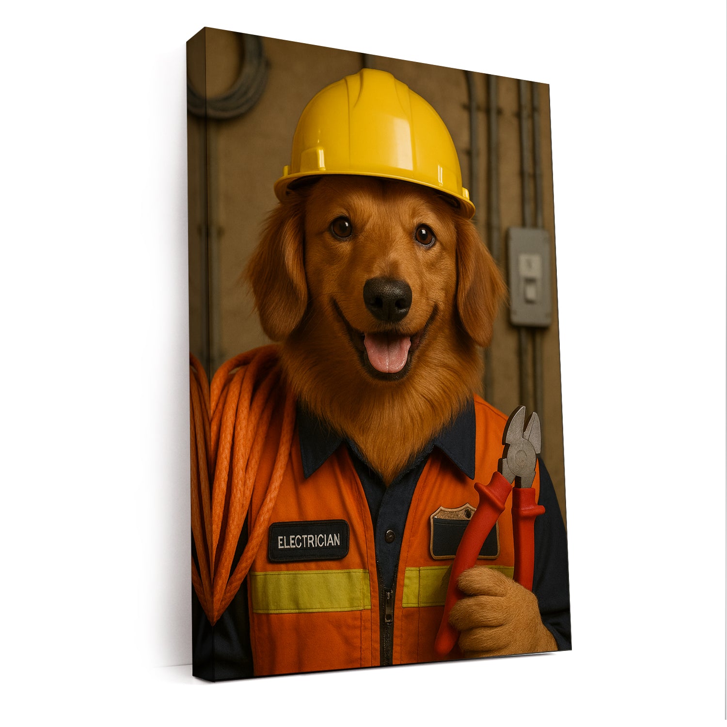 Custom Photo Electrician Dog Canvas Gift For Dog Lovers