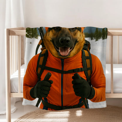 Custom Photo Biathlete Cross Country Skiing Dog BlanketGift For Dog Lovers