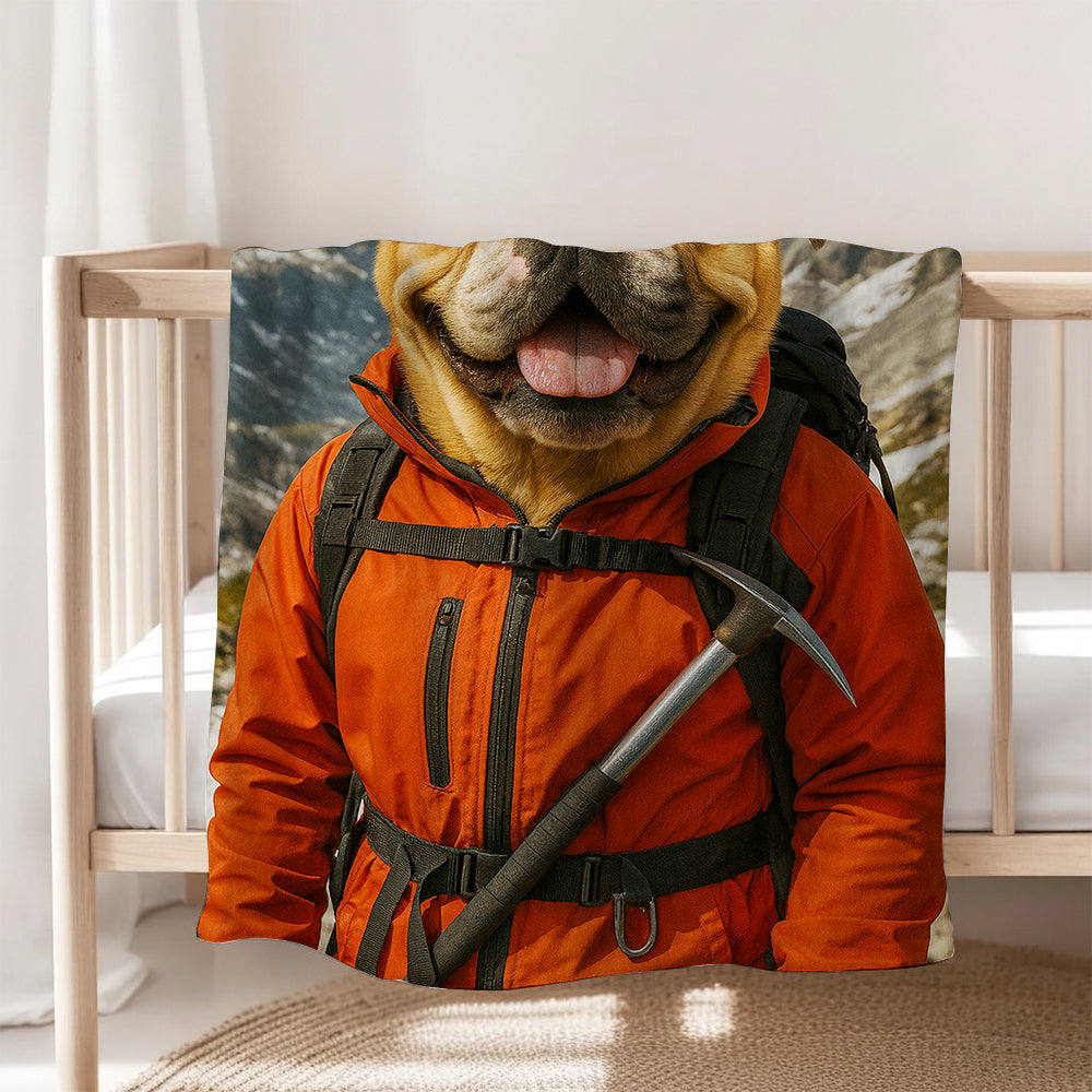 Custom Photo Mountaineer Climbing Dog BlanketGift For Dog Lovers