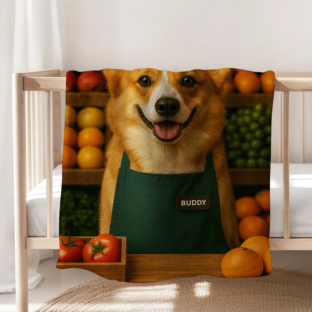 Custom Photo Grocer Store Dog BlanketGift For Dog Lovers