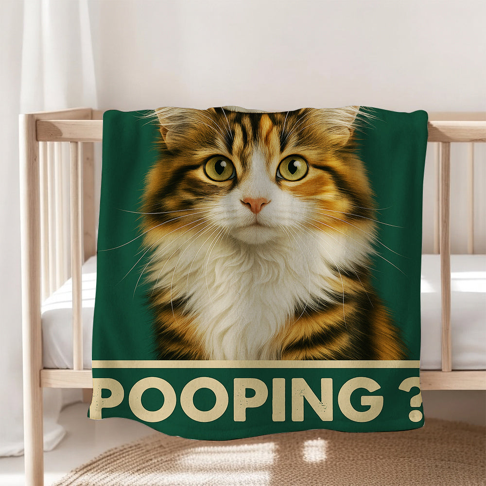 Custom Photo Funny Cat In Bathroom Blanket