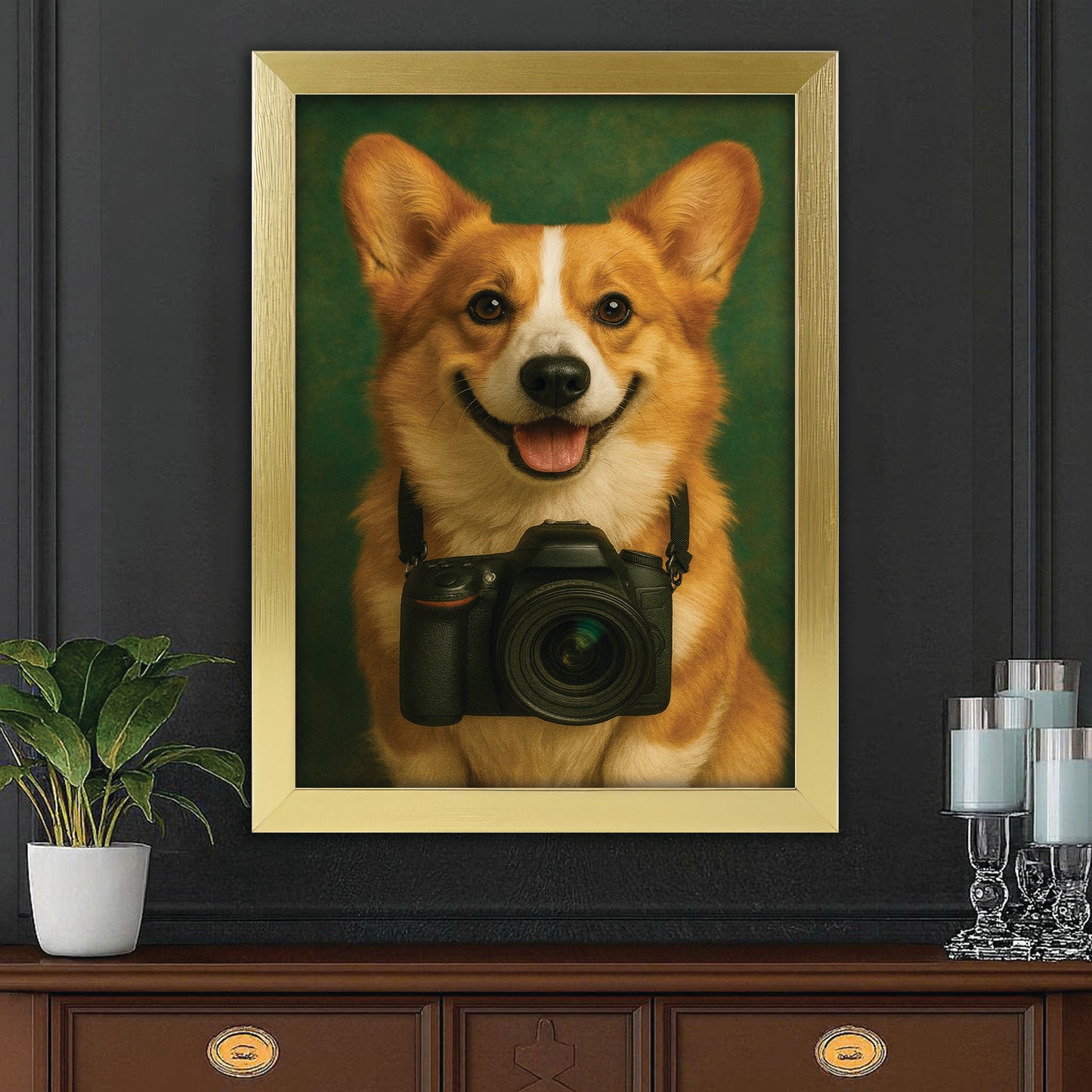 Custom Photo Photographer Dog Canvas Framed Wall Art Gift For Dog Lovers