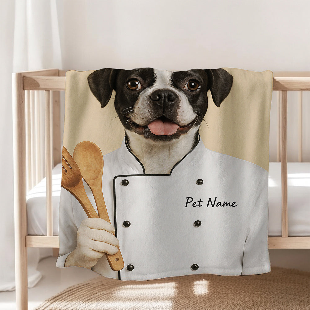 Custom Dog Chef Potrait BlanketGift For Dog Lovers