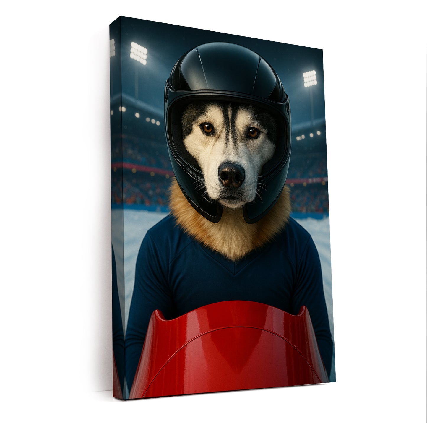 Custom Photo Bobsled Winter Race Dog Canvas Gift For Dog Lovers