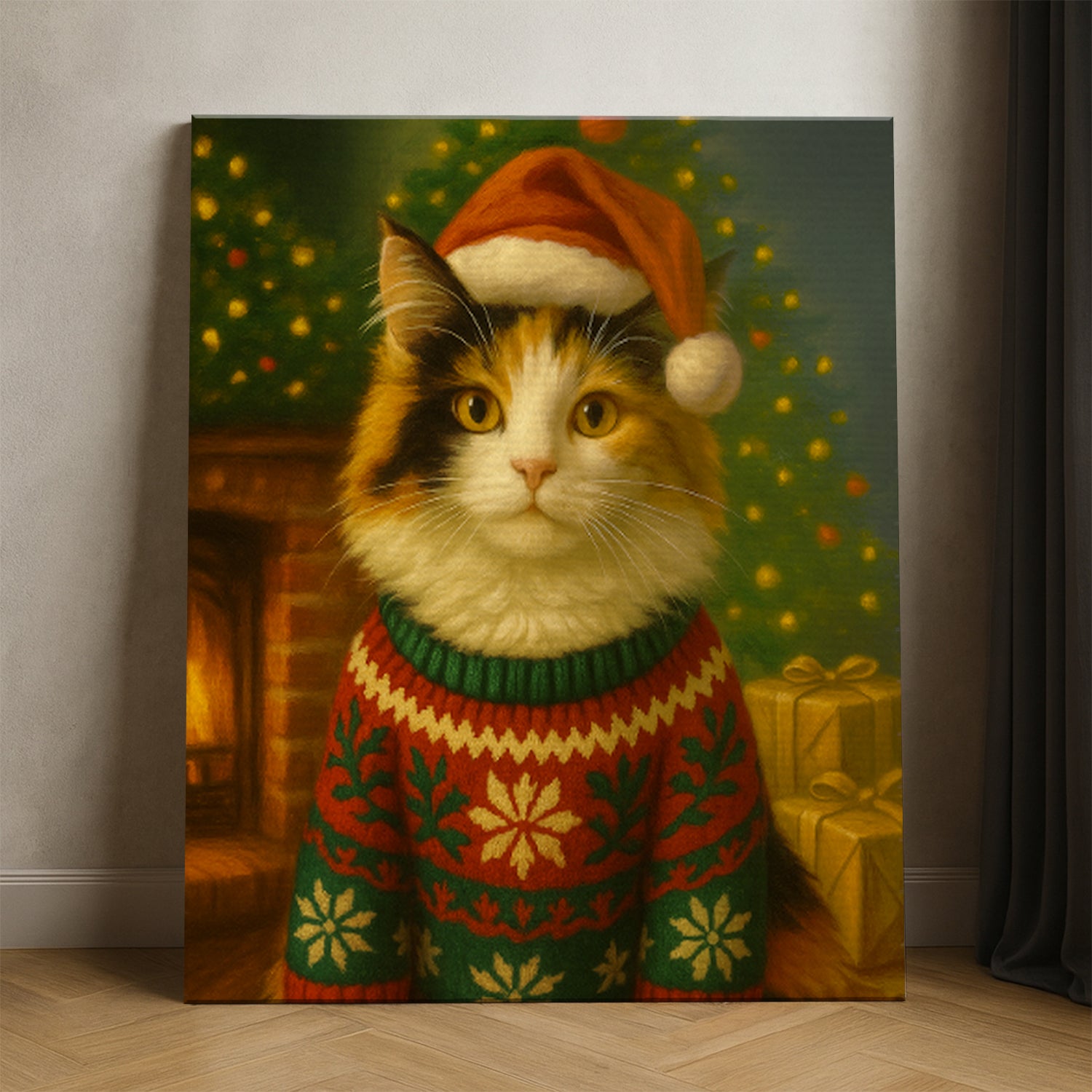 Custom Photo Cat Christmas Oufit Canvas