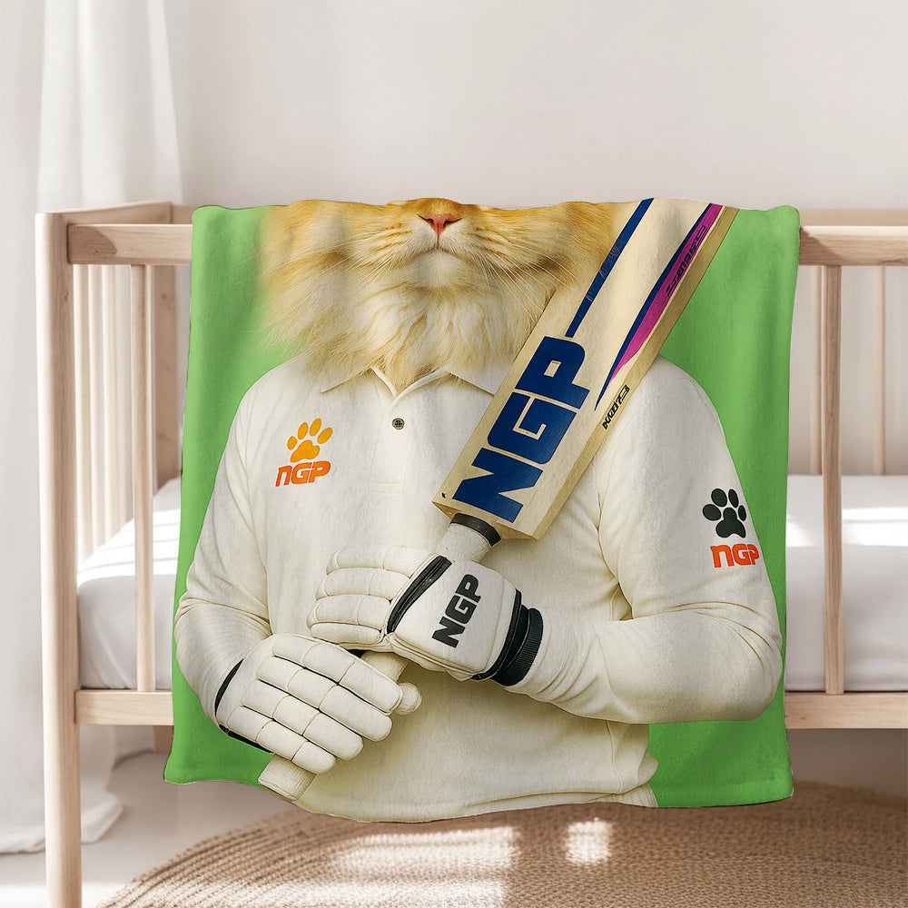 Custom Photo Cricketer Cat Blanket Gift For Cat Lovers