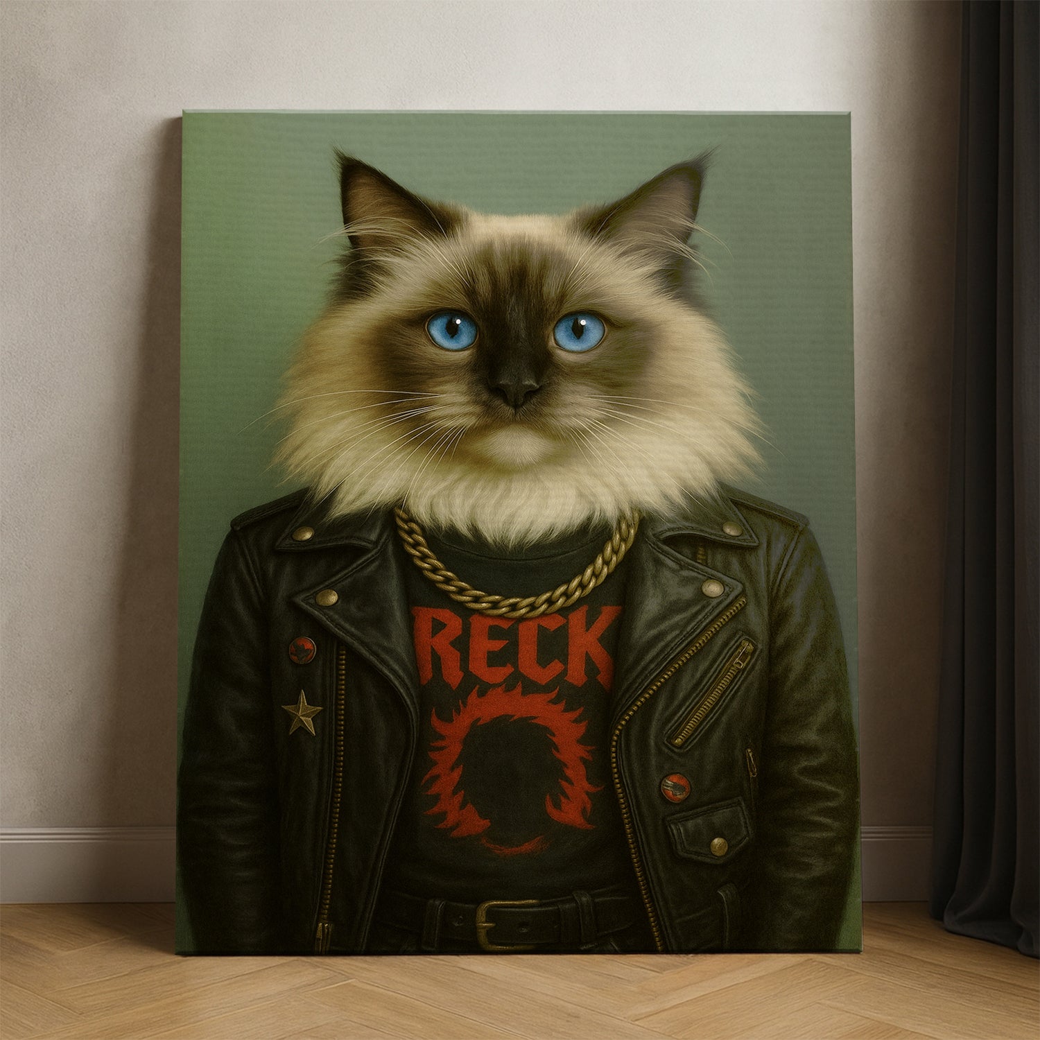 Custom Photo Rock n Roll Cat Canvas _ Gift For Cat Lovers