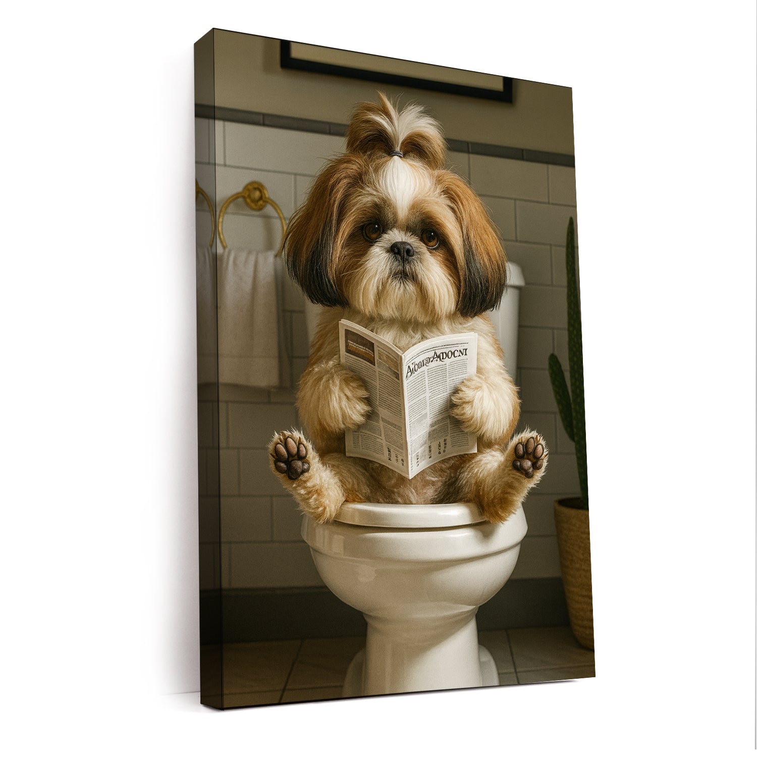 Custom Photo Dog Bathroom Style Canvas Gift For Dog Lovers
