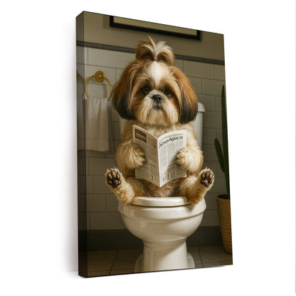 Custom Photo Dog Bathroom Style Canvas Gift For Dog Lovers