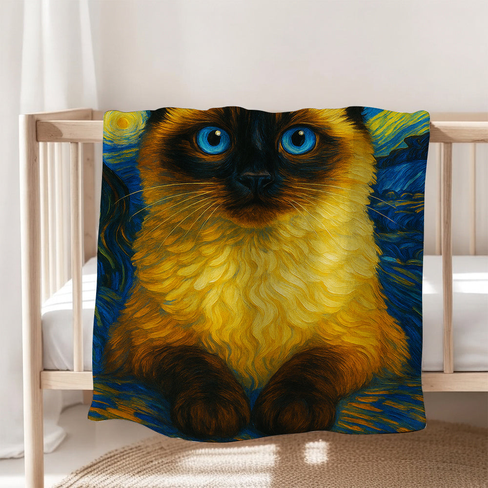 Custom Photo Cat Starry Night Blanket Wall Art