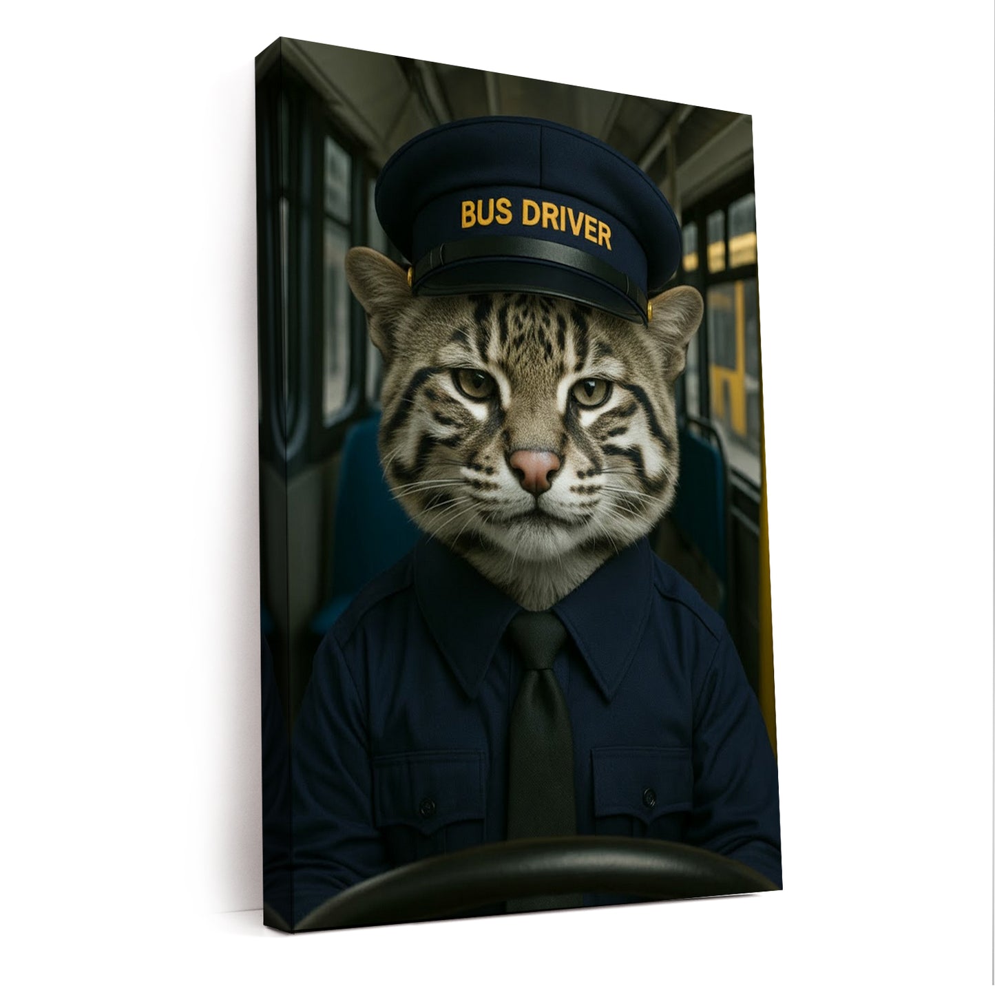 Custom Photo Bus Driver Cat Canvas Gift For Cat Lovers