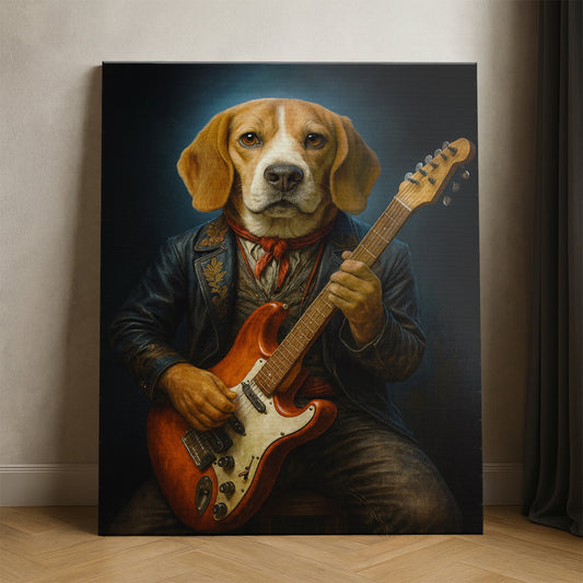 Custom Photo Dog Rock n Roll Canvas Gift For Dog Lovers