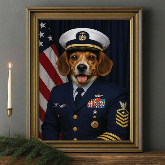 Custom Dog Photo Us Navy Canvas Framed Wall Art Framed Wall Art _ Gift For Dog Lovers