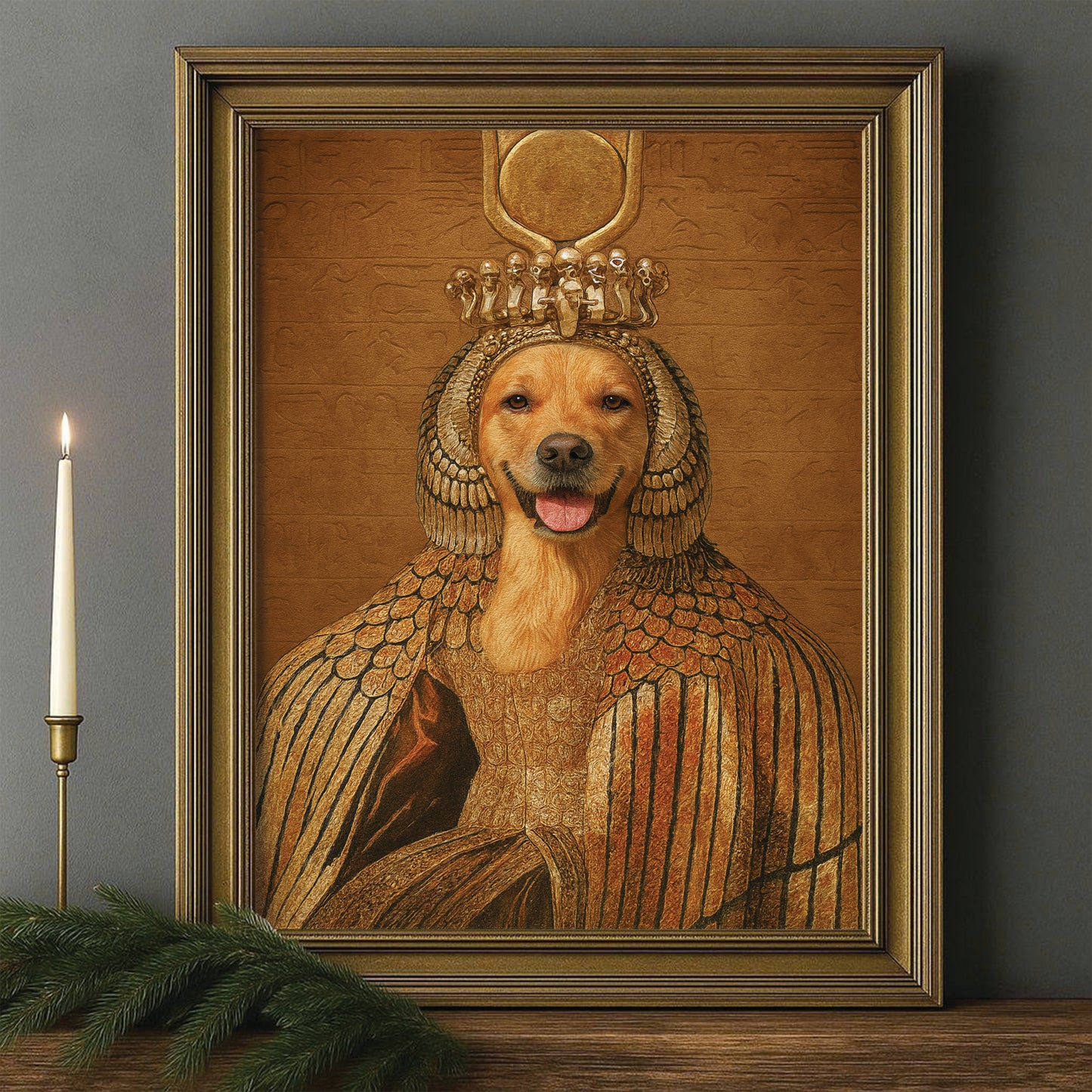 Custom Photo Cleopawtra Dog Canvas Framed Wall Art Gift For Dog Lovers