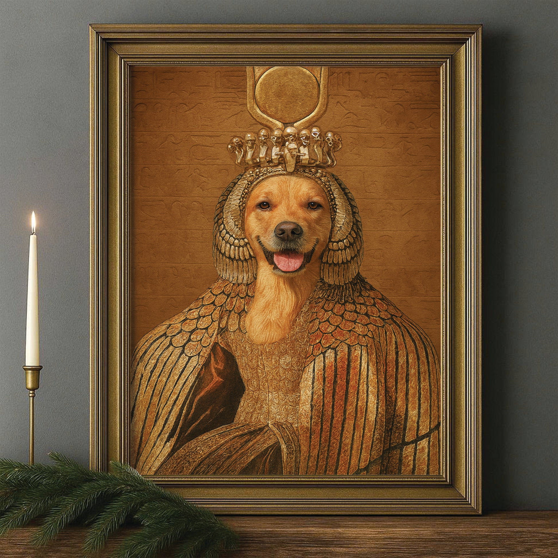 Custom Photo Cleopawtra Dog Canvas Framed Wall Art Gift For Dog Lovers