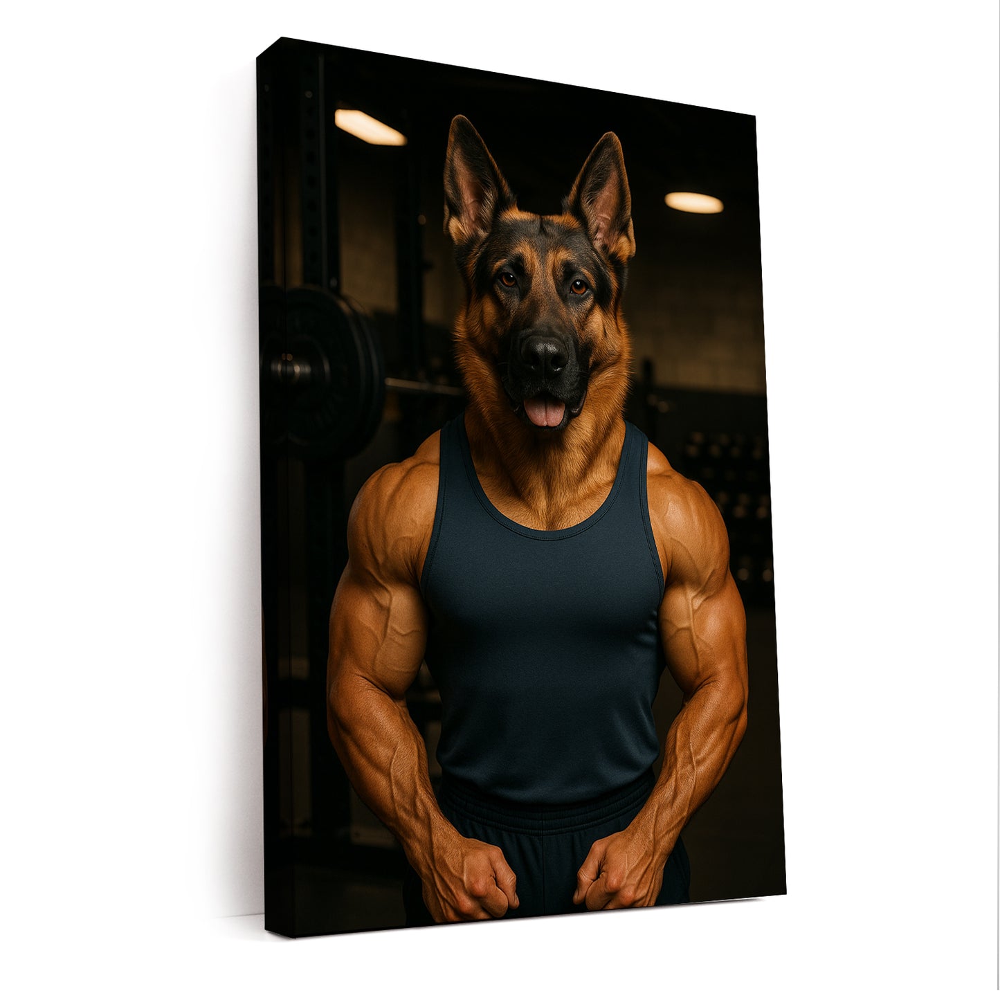 Custom Photo Body Builder Dog Canvas Gift For Dog Lovers