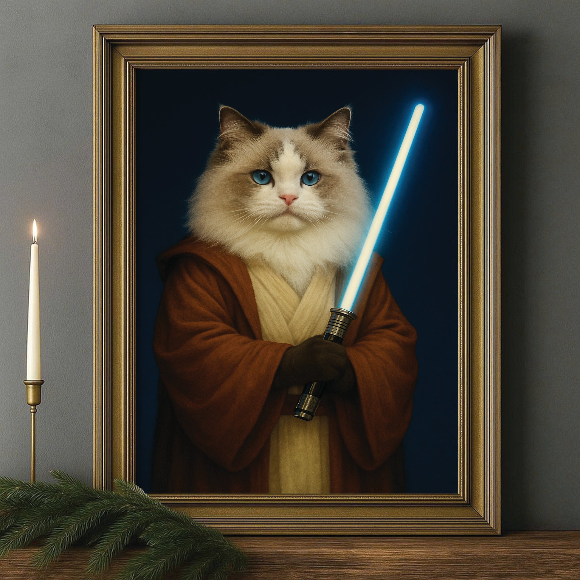 Custom Photo Master Paw Cat Canvas Framed Wall Art Gift For Cat Lovers