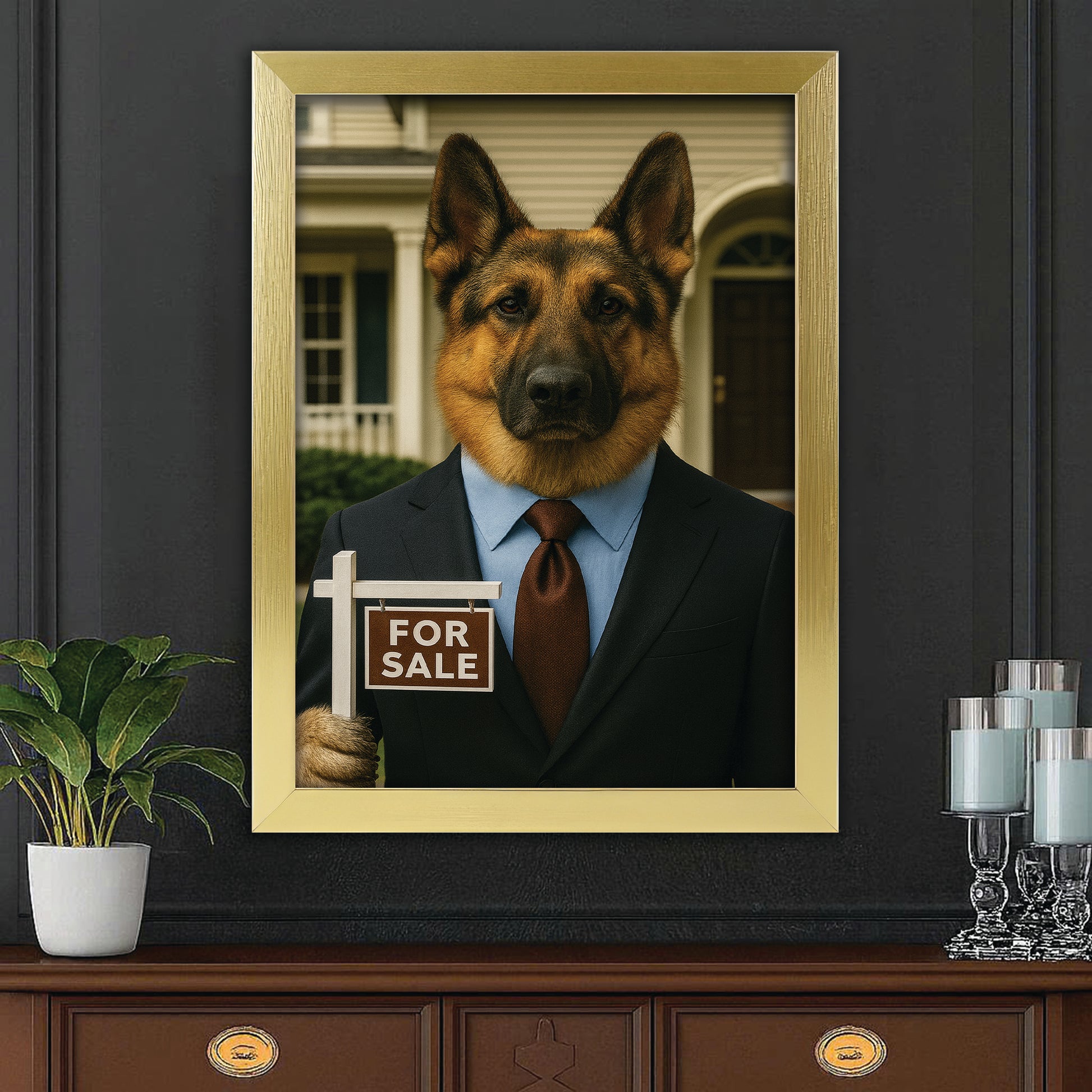 Custom Photo Realtor Dog Canvas Framed Wall Art Gift For Dog Lovers
