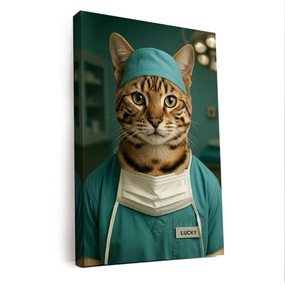 Custom Photo Surgeon Cat Canvas Gift For Cat Lovers