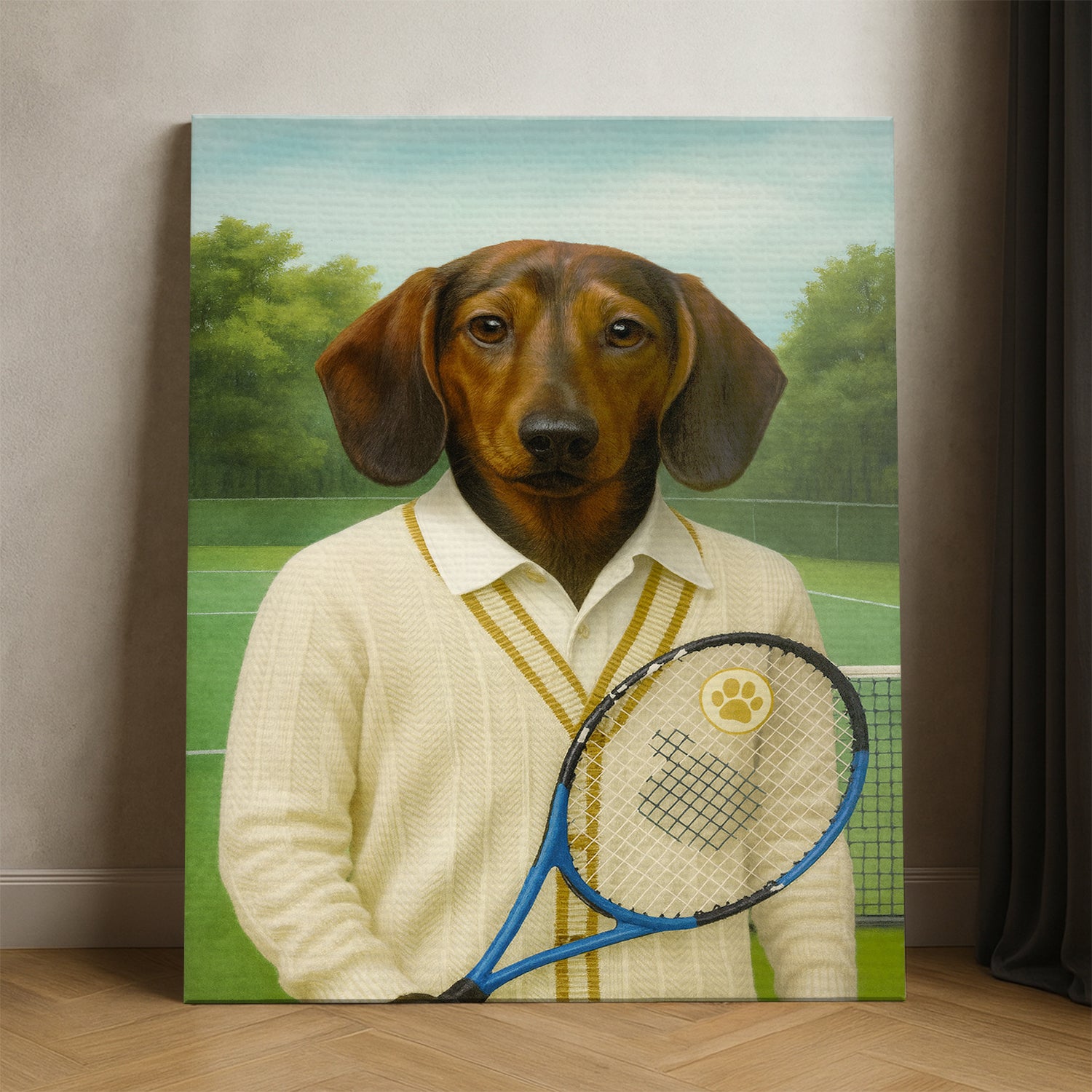 Custom Photo Tennis Player Dog Canvas