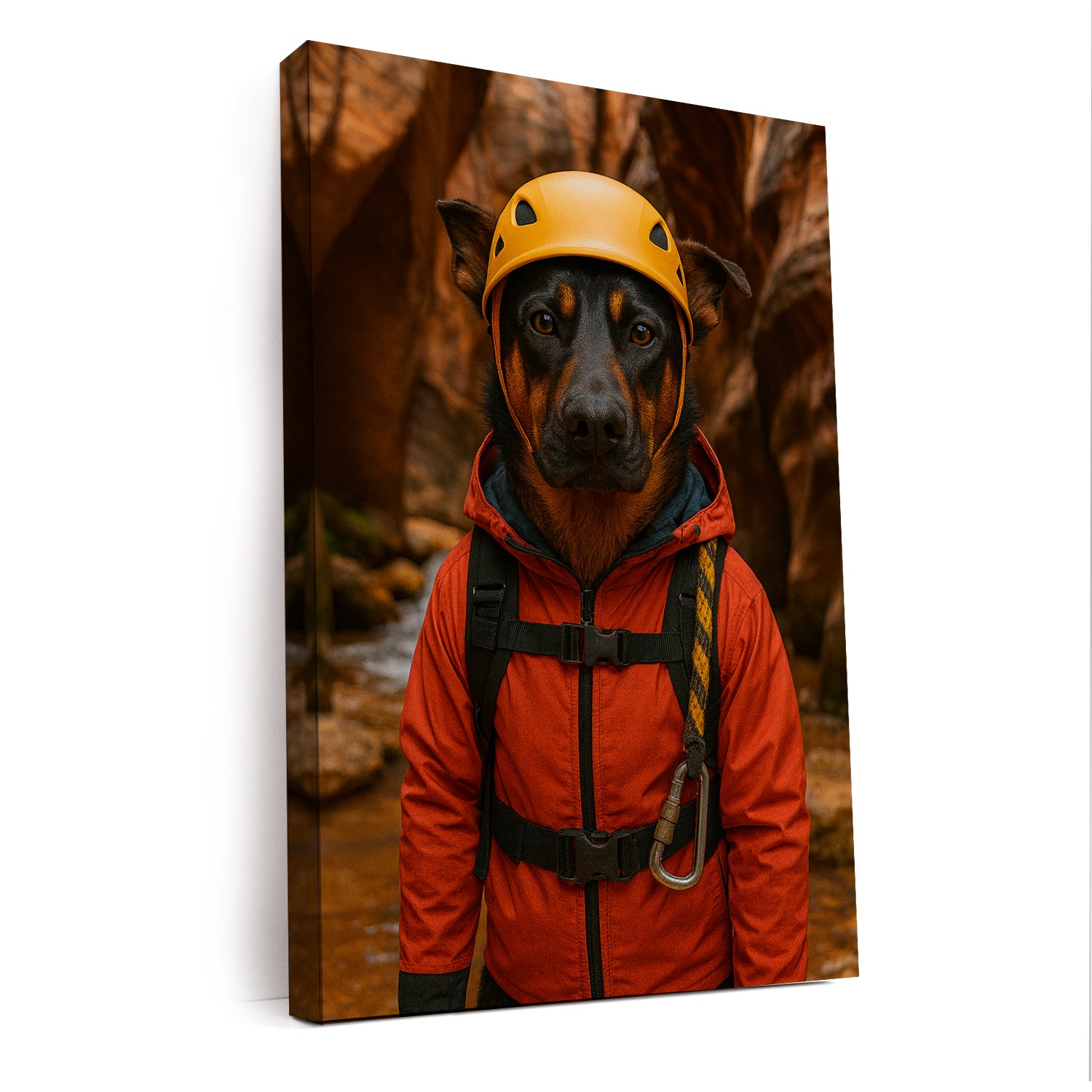 Custom Photo Canyoneering Slot Canyon Adventure Dog Canvas Gift For Dog Lovers