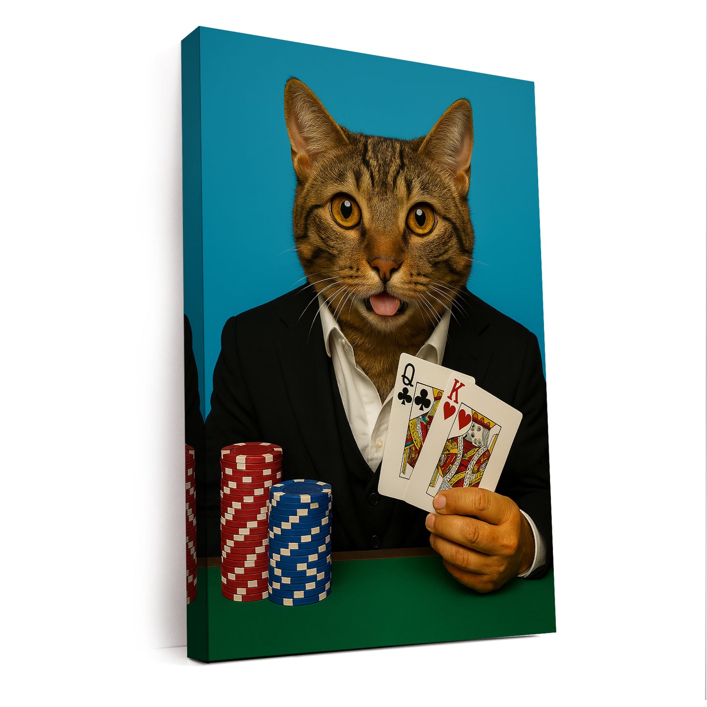 Custom Photo Poker Player Cat Canvas Gift For Cat Lovers