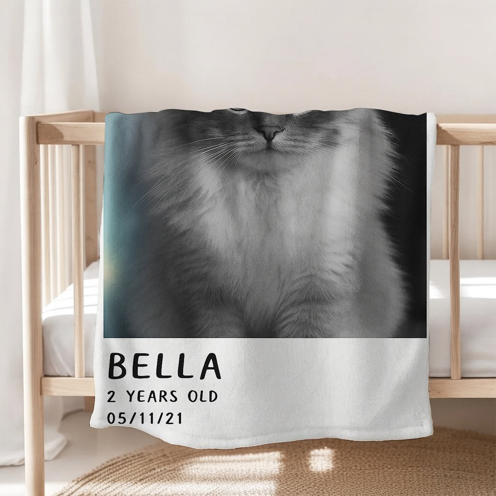Custom Photo Polaroid Film Blanket Gift For Cat Lovers