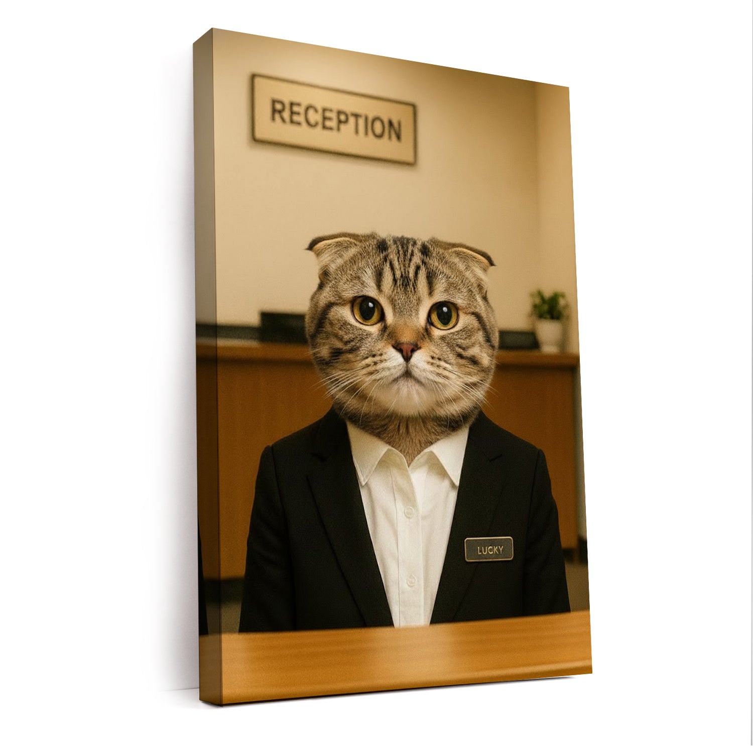 Custom Photo Receptionist Cat Canvas Gift For Cat Lovers