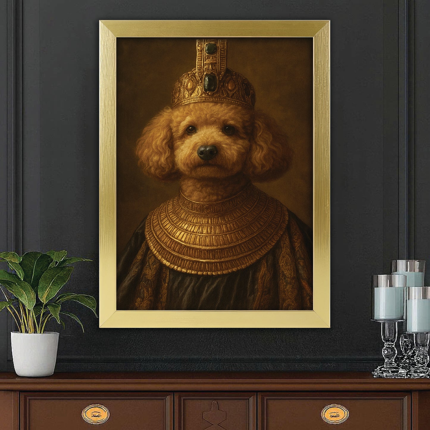 Custom Photo Dog Royal Style 1 Canvas Framed Wall Art Gift For Dog Lovers