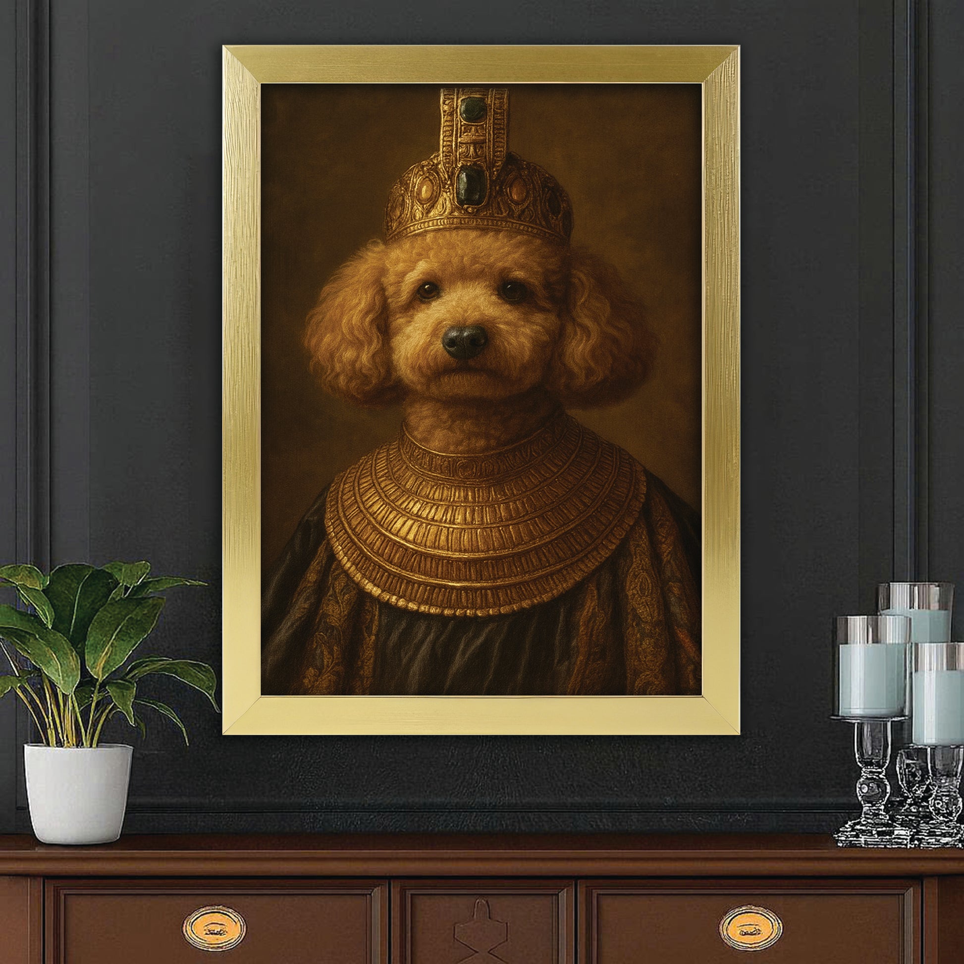 Custom Photo Dog Royal Style 1 Canvas Framed Wall Art Gift For Dog Lovers