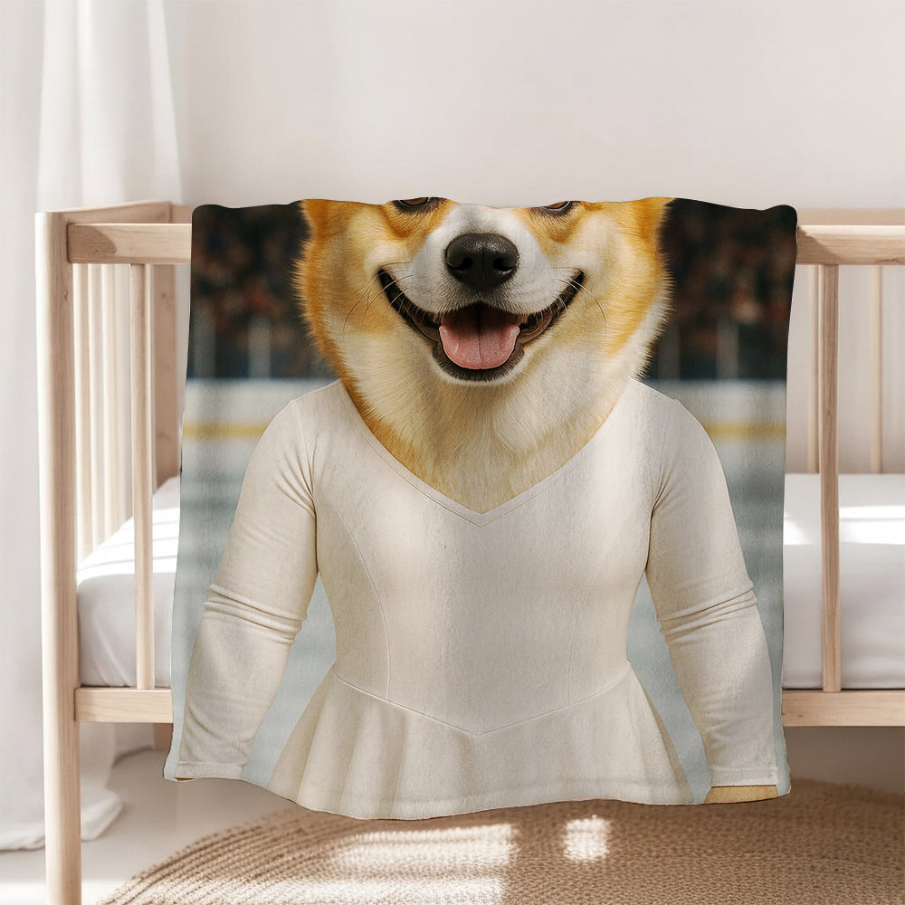 Custom Photo Ice Skater Dog BlanketGift For Dog Lovers
