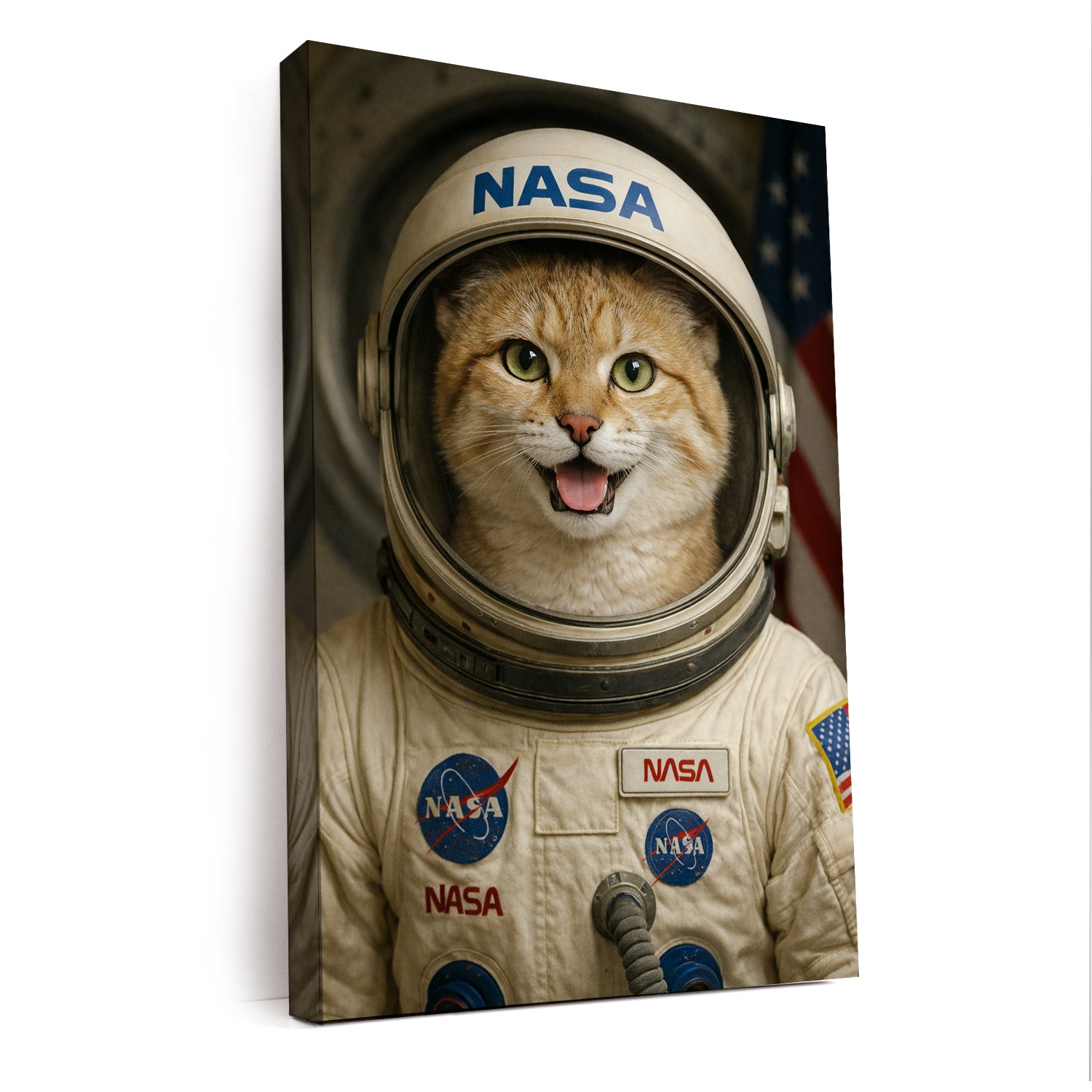 Custom Photo Astronaut Cat Canvas Gift For Cat Lovers