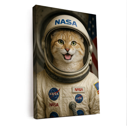 Custom Photo Astronaut Cat Canvas Gift For Cat Lovers