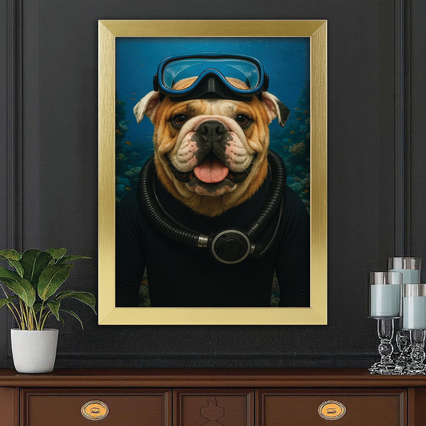 Custom Photo Scuba Diving Dog Gift For Dog Lovers