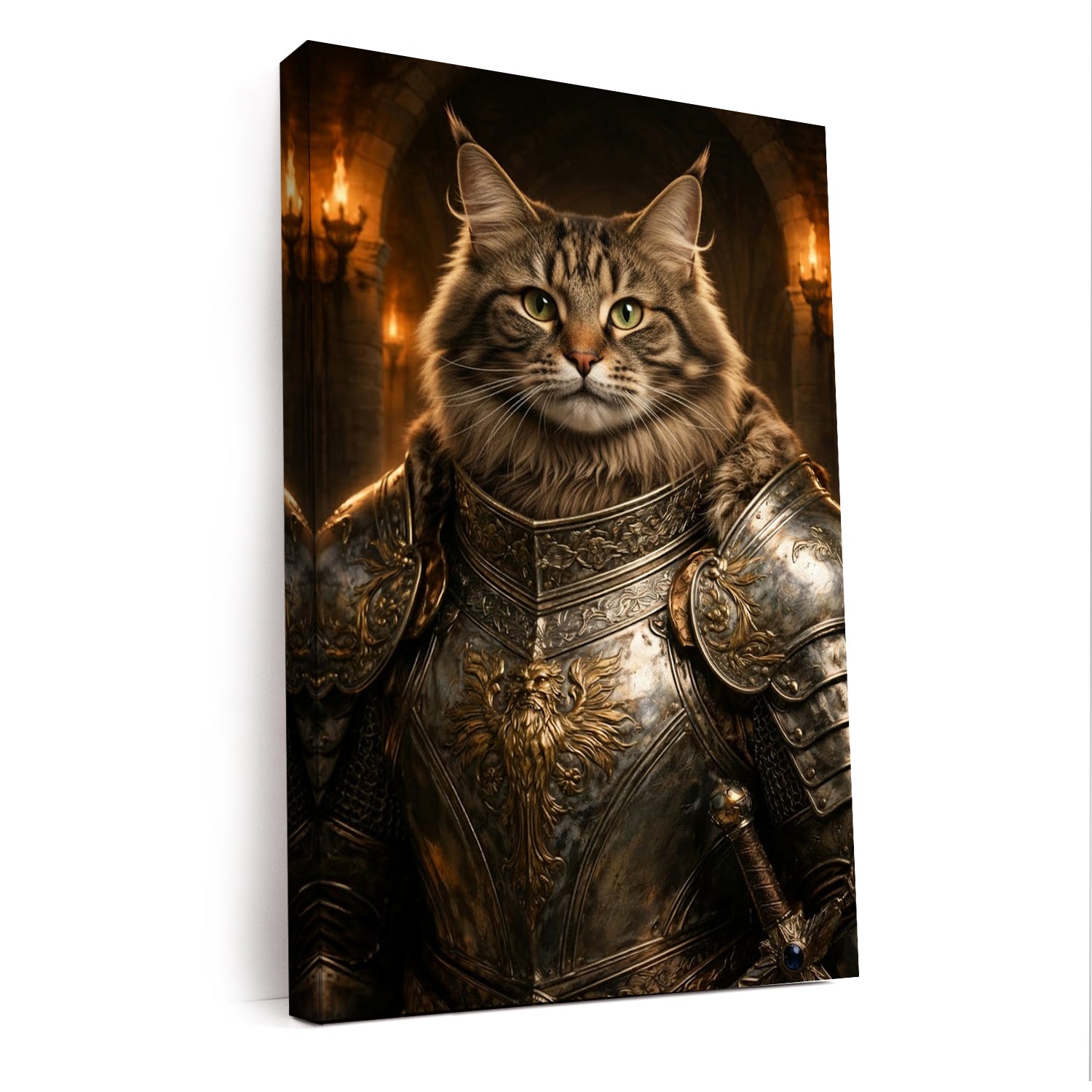 Custom Photo Knight Royal Cat Canvas Gift For Cat Lovers