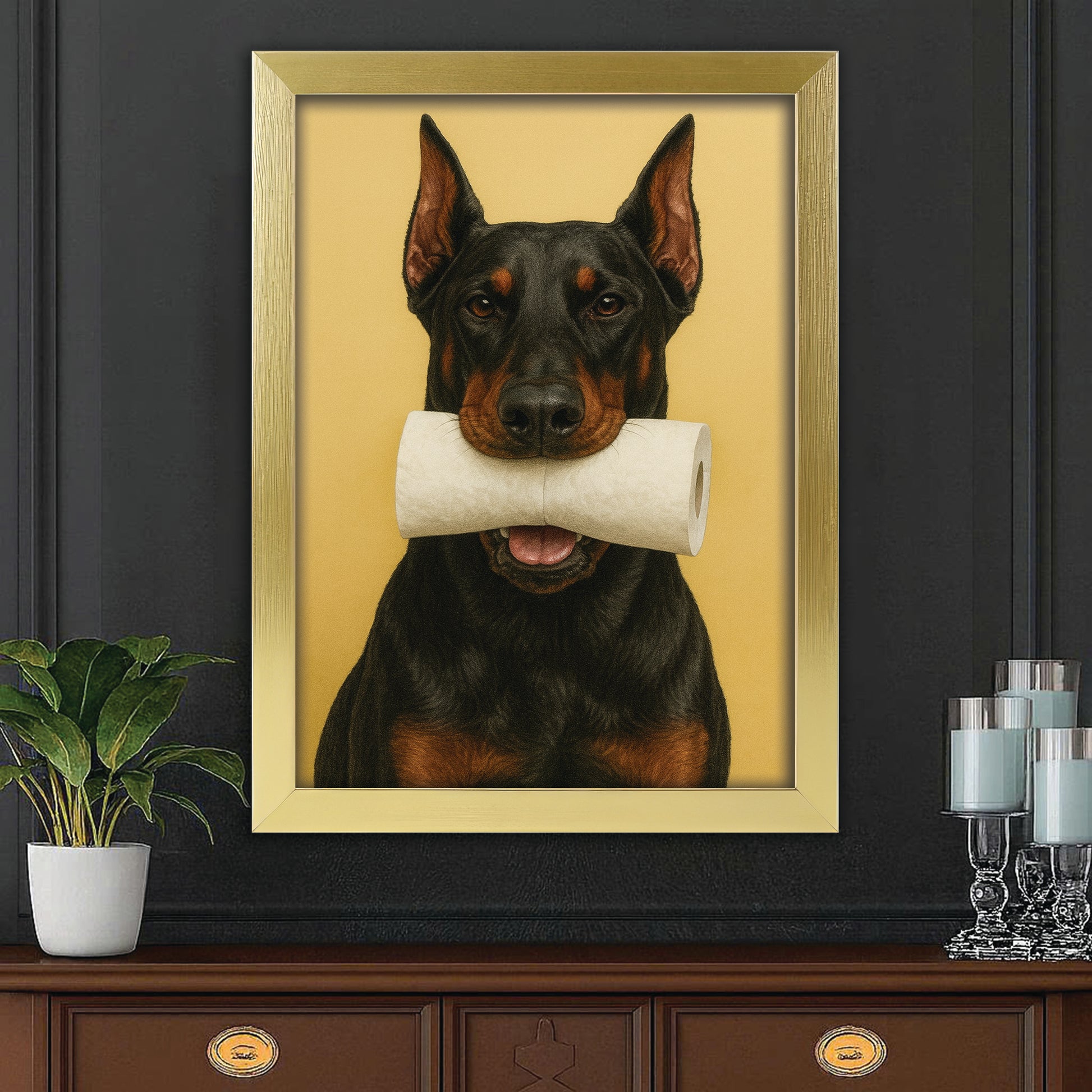 Custom Photo Dog Bathroom Style 23 Canvas Framed Wall Art Gift For Dog Lovers