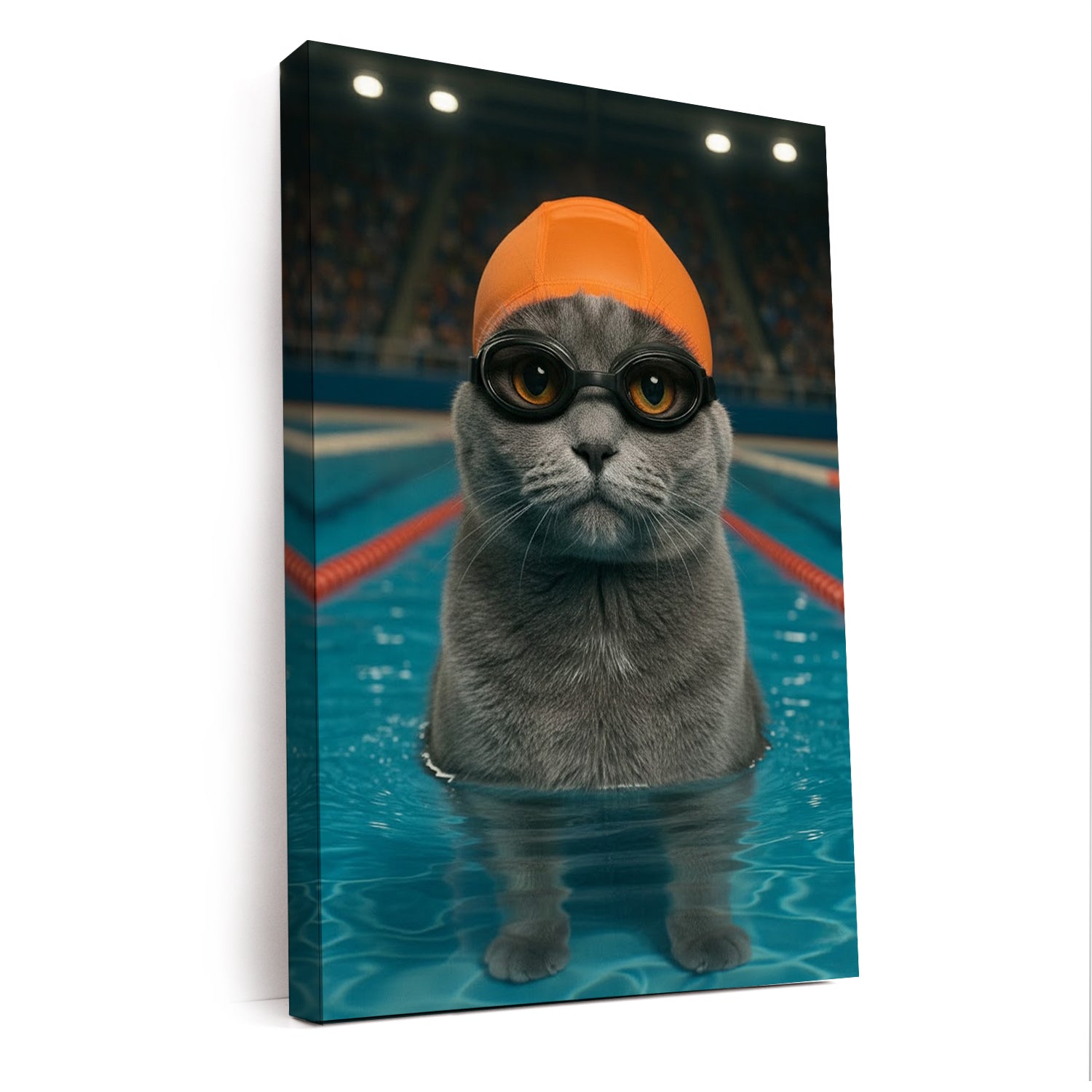 Custom Photo Swimmer  2 Cat Canvas Gift For Cat Lovers