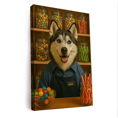 Custom Photo Candy Shop Dog Canvas Gift For Dog Lovers
