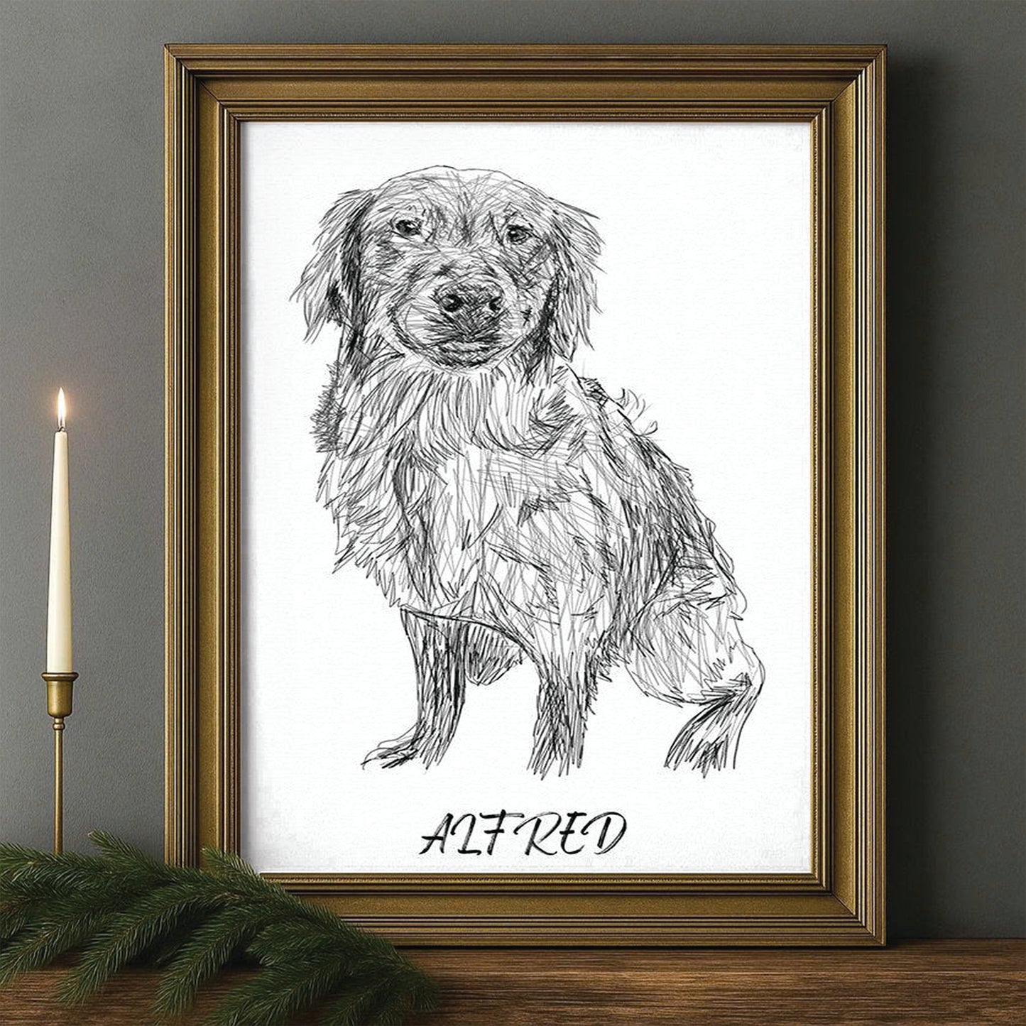 Custom Photo Dog Pencil Art