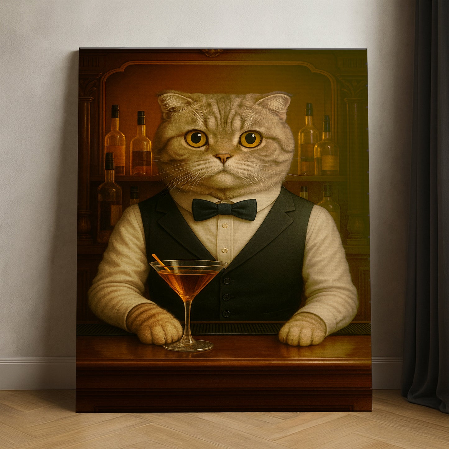 Personalized Cat Portrait Bartender Canvas