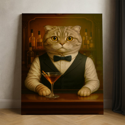 Personalized Cat Portrait Bartender Canvas