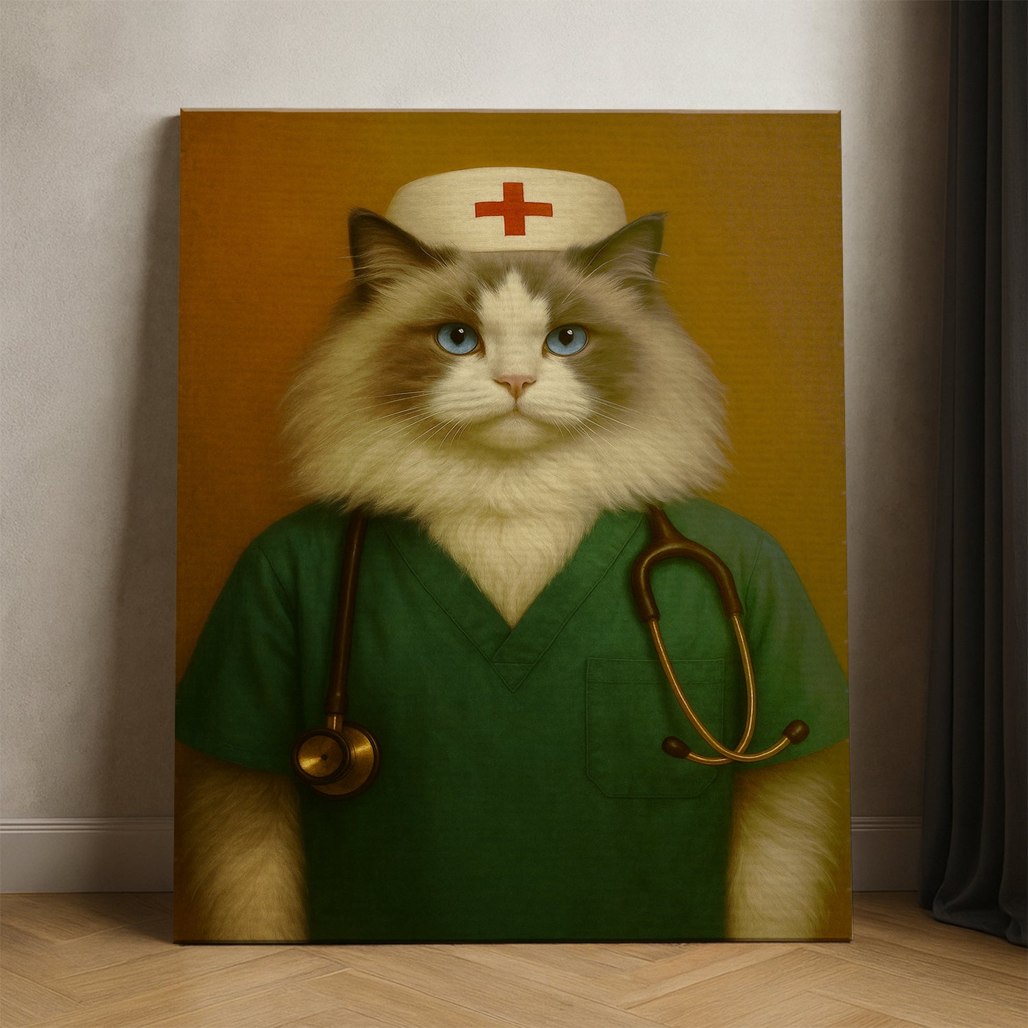 Custom Photo Nurse Cat Canvas Gift For Cat Lovers