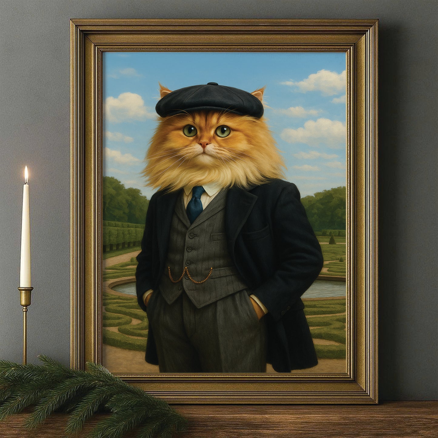 Custom Photo Pawky Blinder Cat Canvas Framed Wall Art